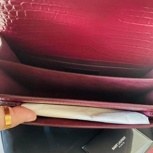 New YSL SUNSETMedium Red Croc black Crossbody Bag - Picture 11 of 14